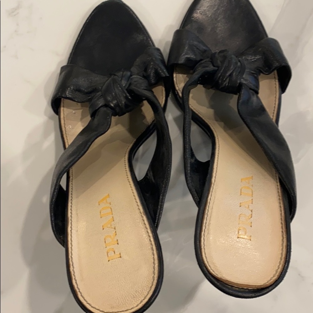 Prada sandals. Black mule slides 4 inch heel - Picture 5 of 6